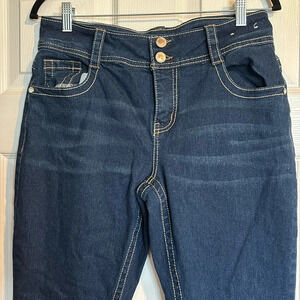 Copper Flash women’s blue embroidered pocket boot cut jeans size 10 curvy